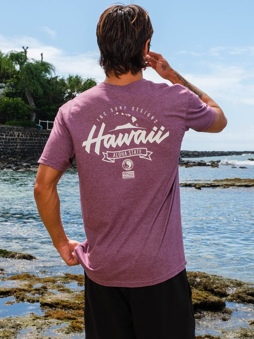 Hawaii Diamond Head Script Jersey Tee - T&C Surf Designs