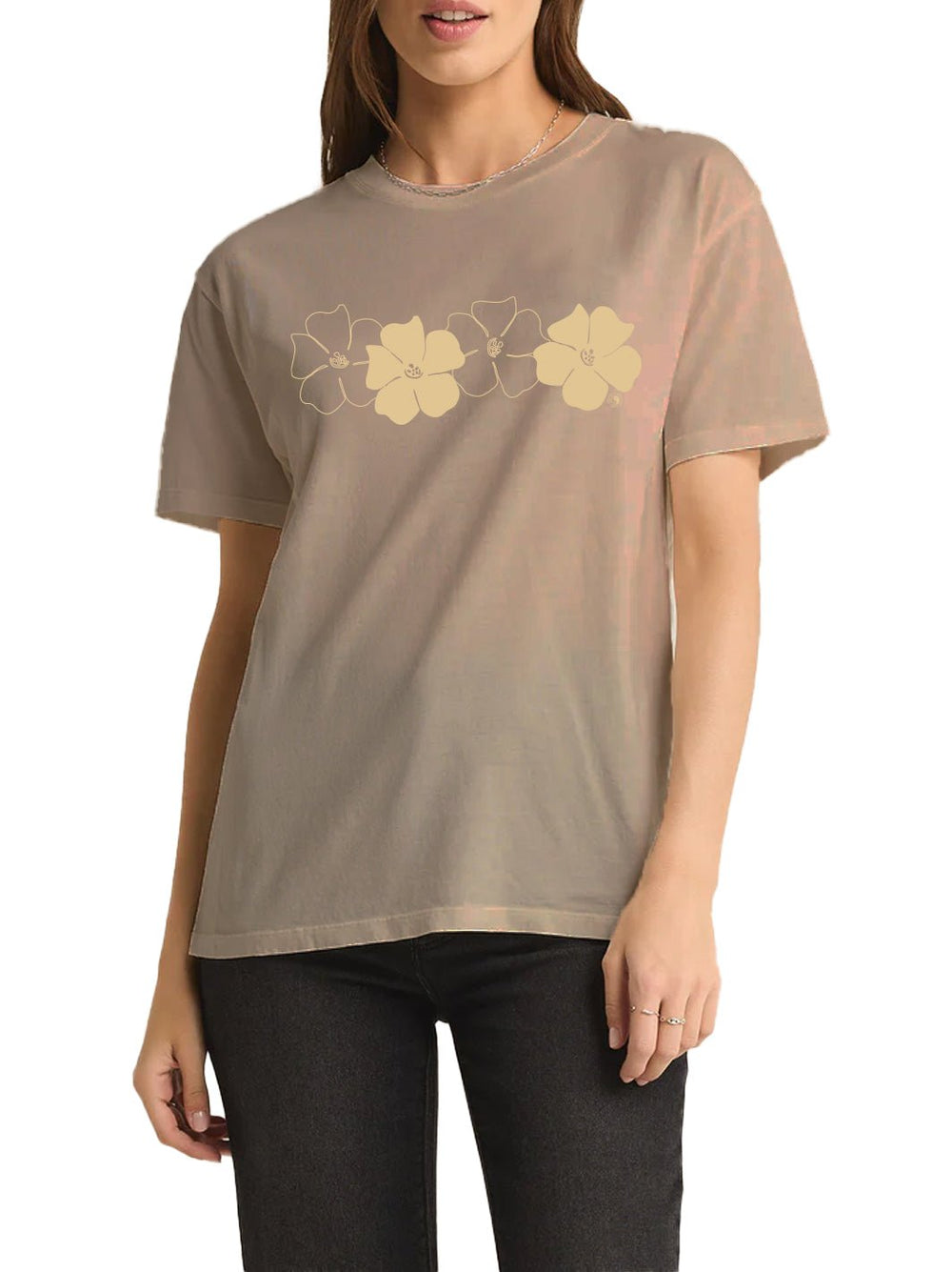 T&C Surf Designs Puakenikeni Love Boyfriend Tee, Ice Coffee / XS