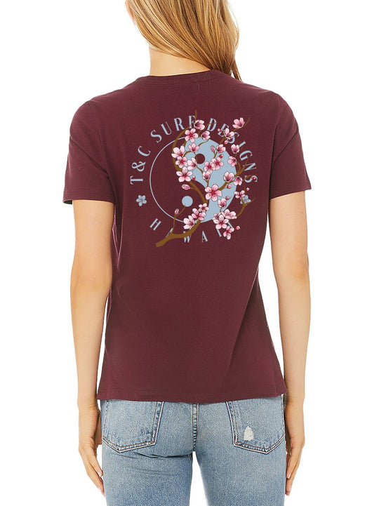 T&C Surf Designs T&C Surf Cherry Bloom Relax Tee, Maroon / S