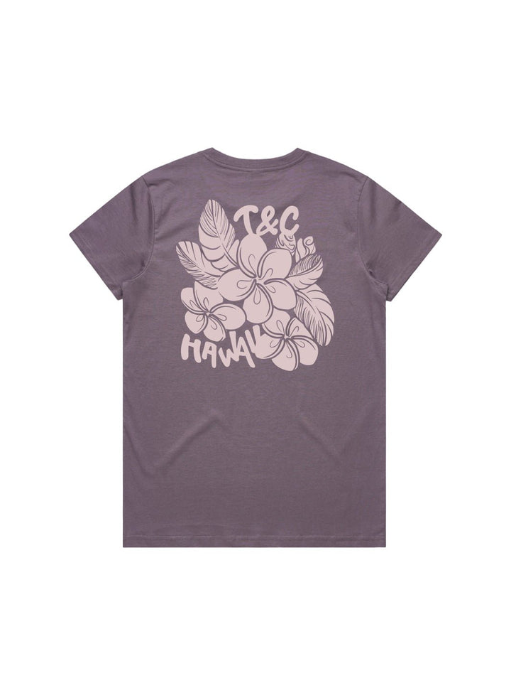 T&C Surf Designs Plumeria Maple Tee, Mauve / XS