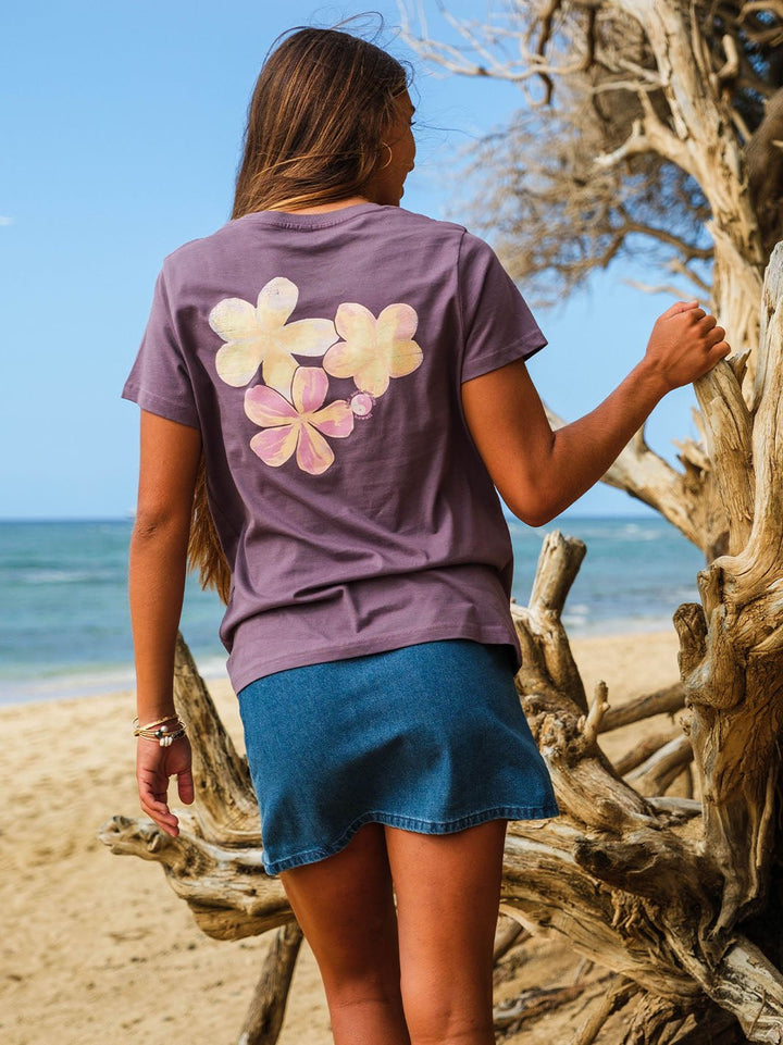 Watercolor Pua Melia Maple Tee - T&C Surf Designs