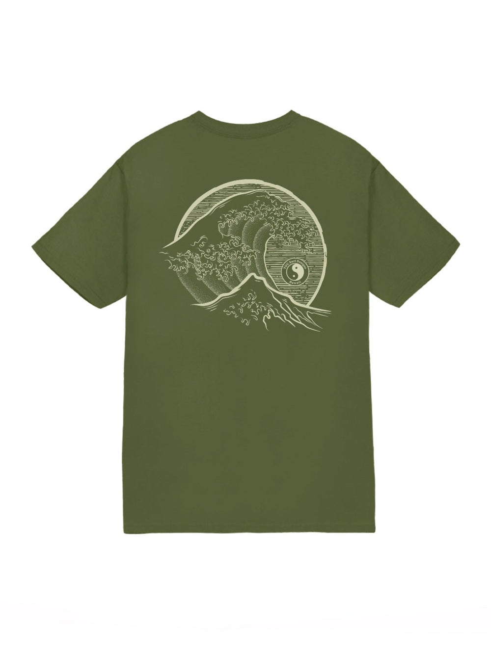 T&C Surf Designs Stoked Hokusai Jersey Tee, Military Green / S