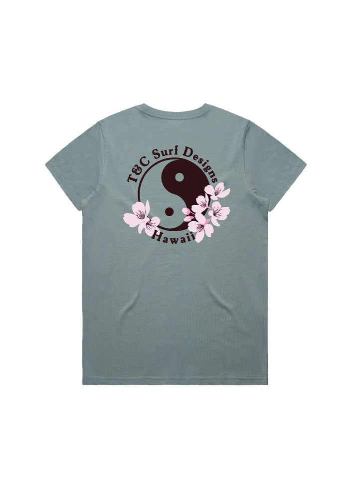 T&C Surf Designs Retro Sakura Logo Maple Tee, Mineral / S