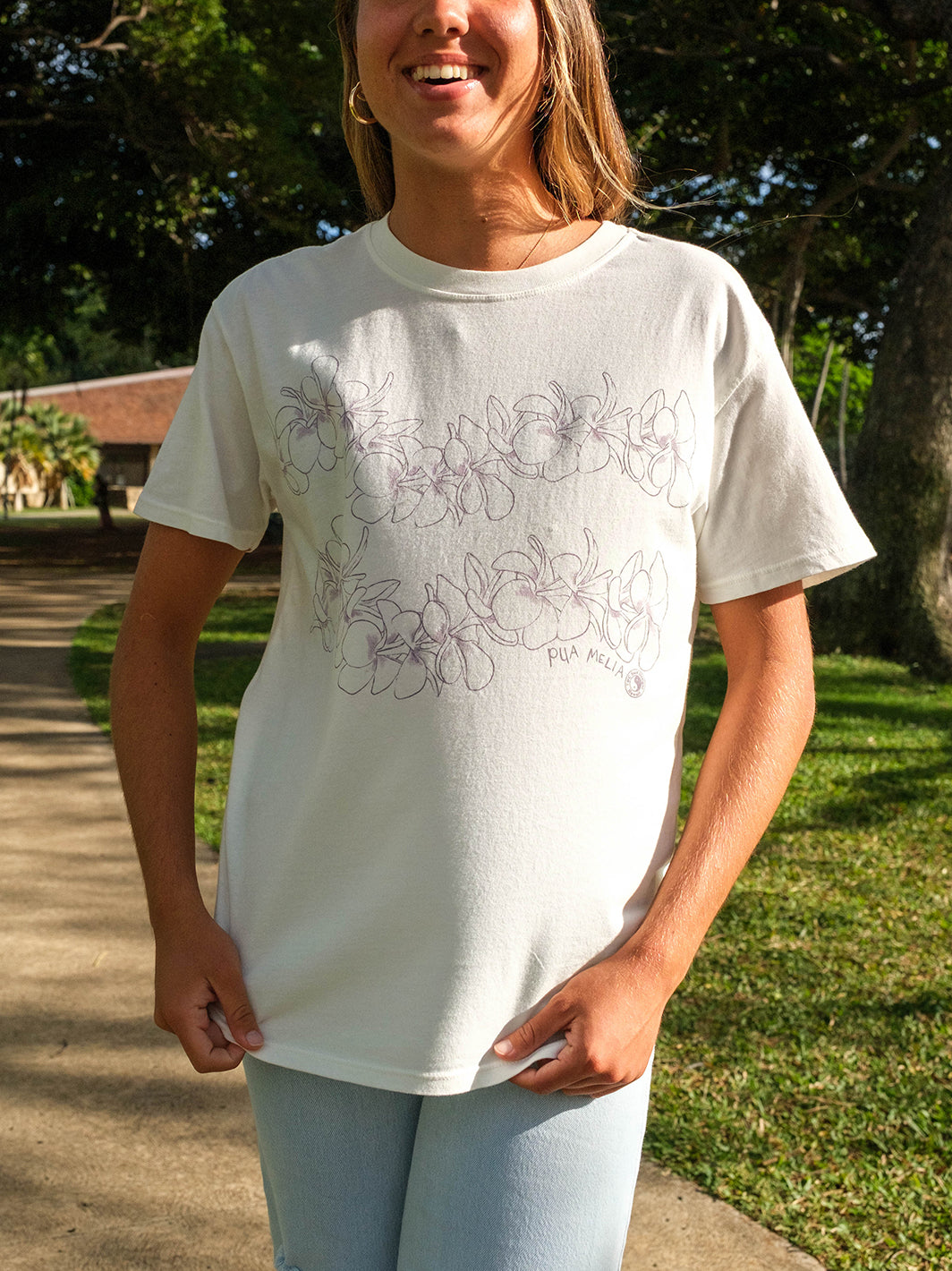 Simple Plumeria Boyfriend Tee