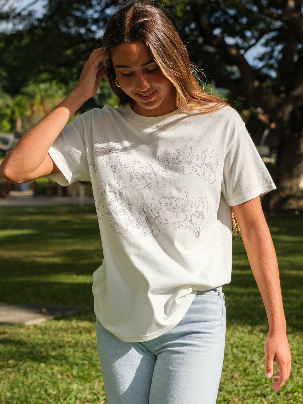 Simple Plumeria Boyfriend Tee