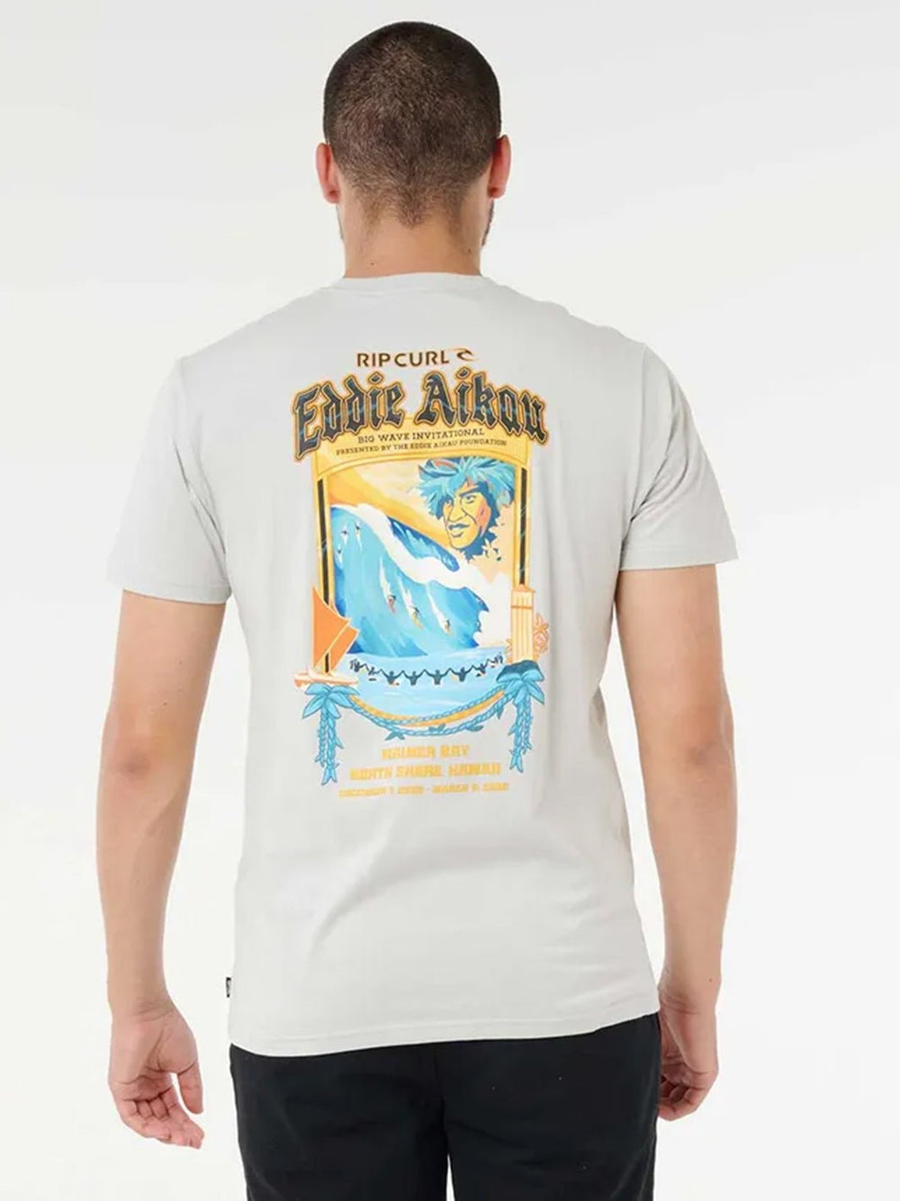T&C Surf Designs Eddie Would Go Poster Art Tee, Silver / S