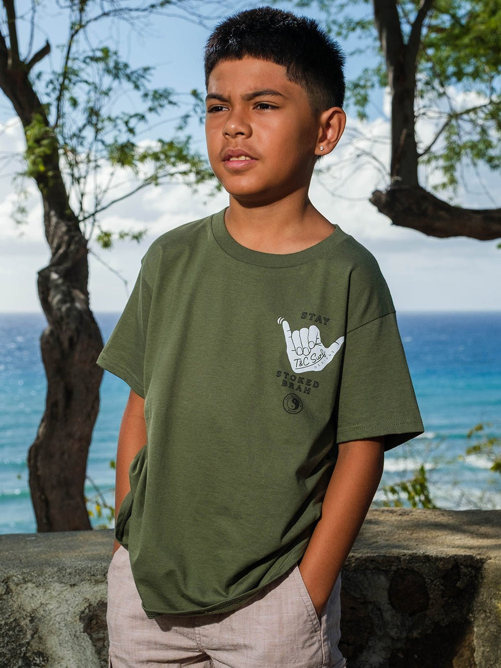 T&C Surf Designs Kids Shaka Back Tee,