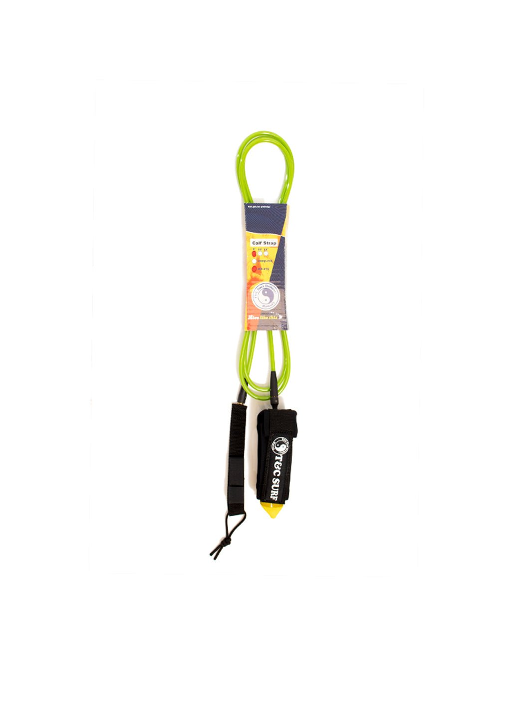 T&C Surf Designs 6' Standard Leash, Lime Black