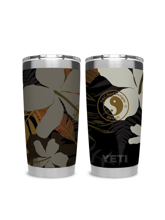 T&C Surf Designs T&C Surf 20 oz Hibiscus Tumbler Yeti, Black