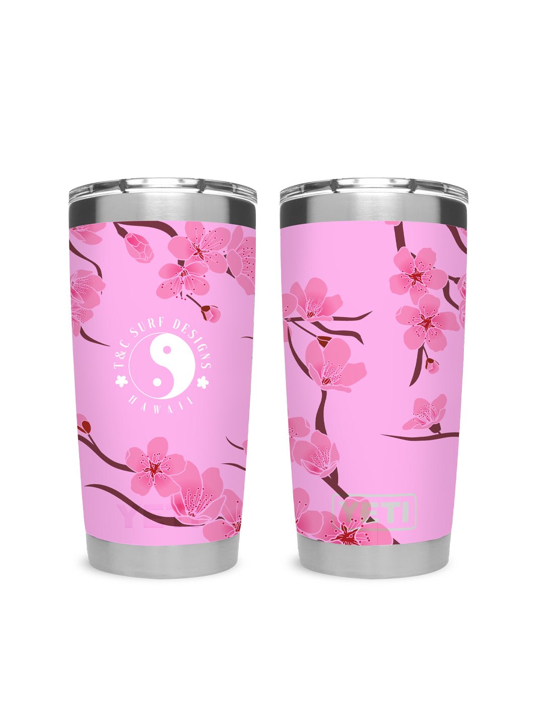 T&C Surf Designs T&C Surf 20 oz Cherry Bloom Tumbler Yeti, Powder Pink