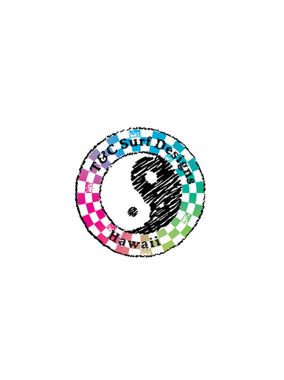 T&C Surf Designs T&C Surf Surf Punk Logo Sticker, Checker Rainbow