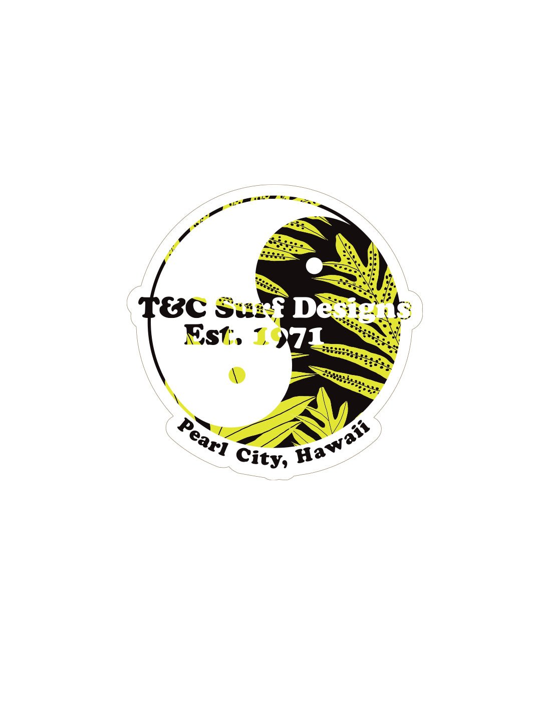 T&C Surf Designs T&C Surf Native Logo Sticker, Yellow Black - Fern