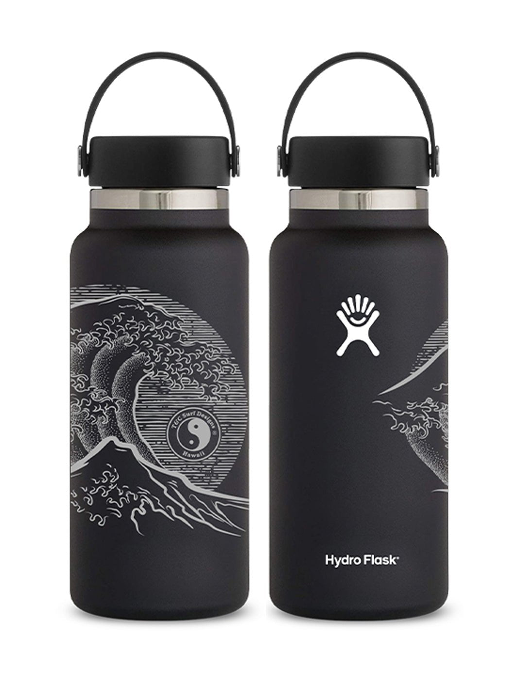 T&C Surf Designs T&C Surf 32 oz Stoked Hokusai Hydro Flask, Black