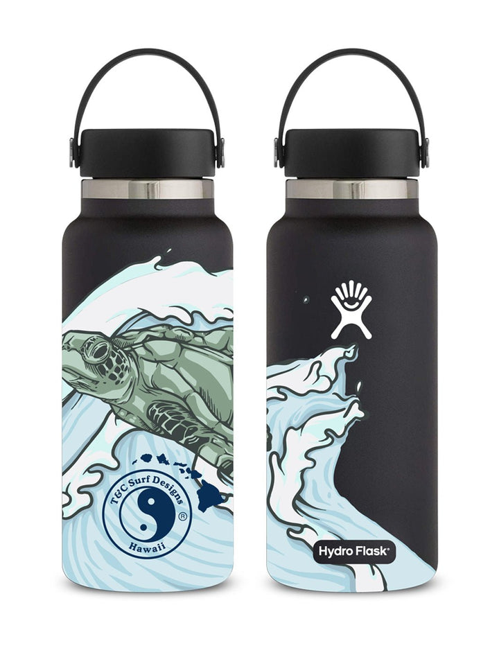 T&C Surf Designs T&C Surf 32 oz Mālama Honu Hydro Flask, Black