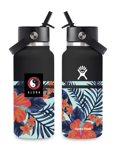 T&C Surf Designs T&C Surf 32 oz Botanic Straw Lid Hydro Flask, Black
