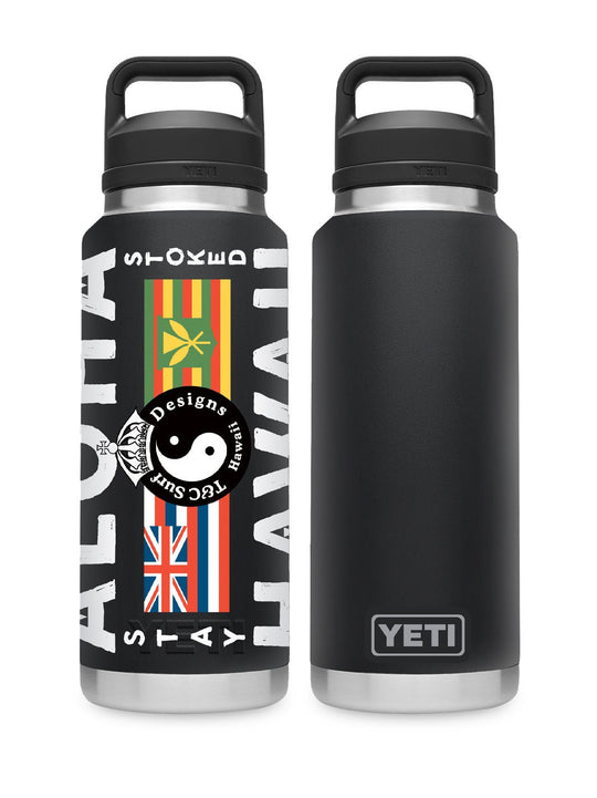 T&C Surf Designs T&C Surf 36 oz Aloha Nation Yeti Bottle with Chug Cap, Black