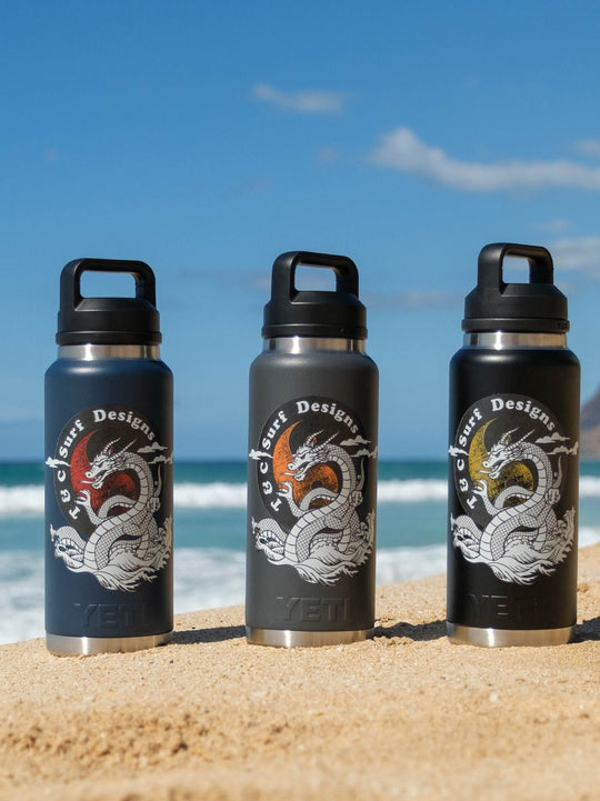 T&C Surf Designs T&C Surf 36 oz Kawaii Dragon Rambler Yeti Bottle with Chug Cap, 