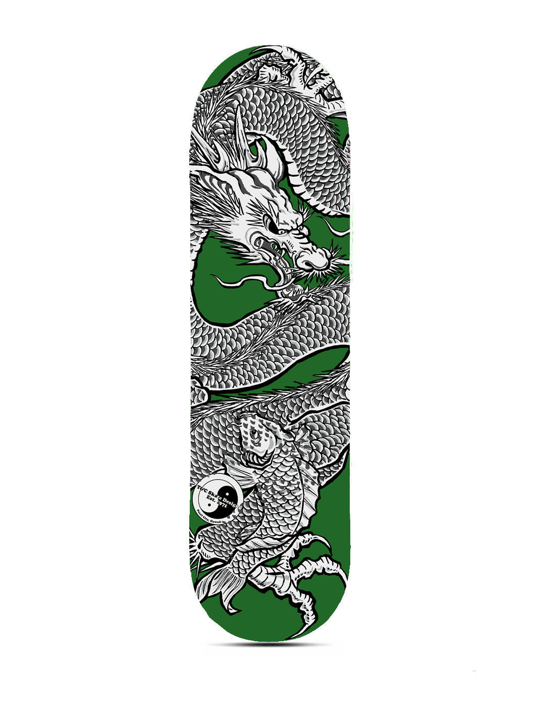 T&C Surf Designs T&C Surf Dragon Koi Skateboard, 8.0 x 31.25" / Green