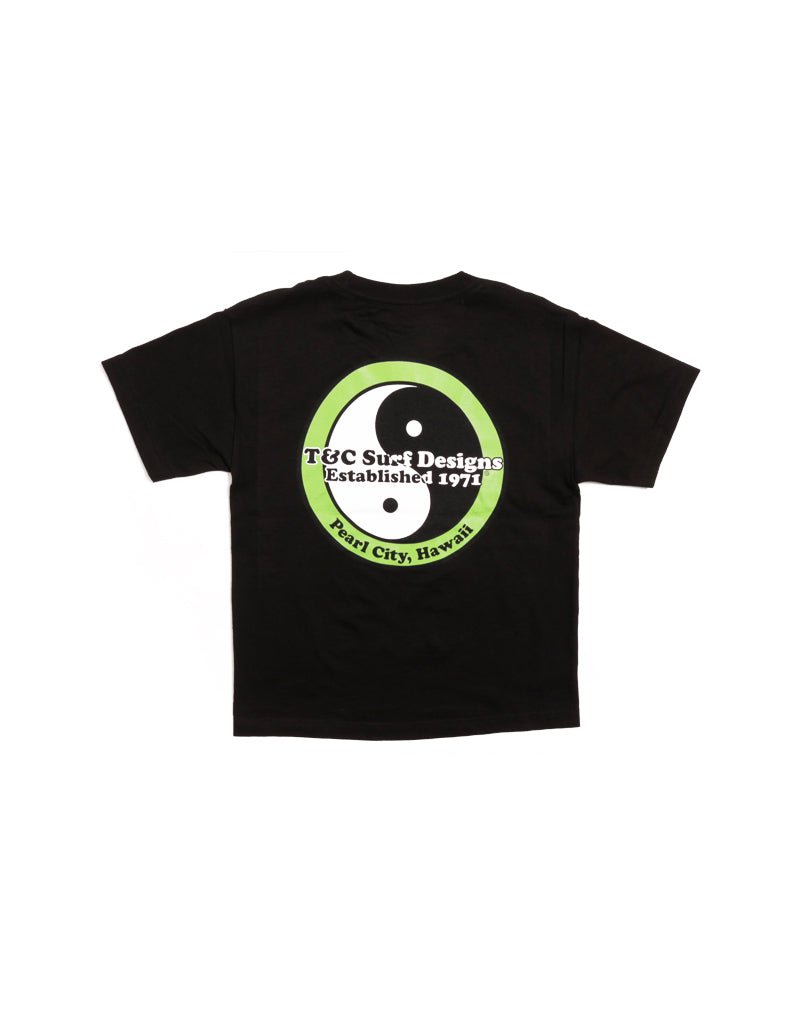 T&C Surf Designs Kids Retro Neon Logo Tee, XS / Black Green