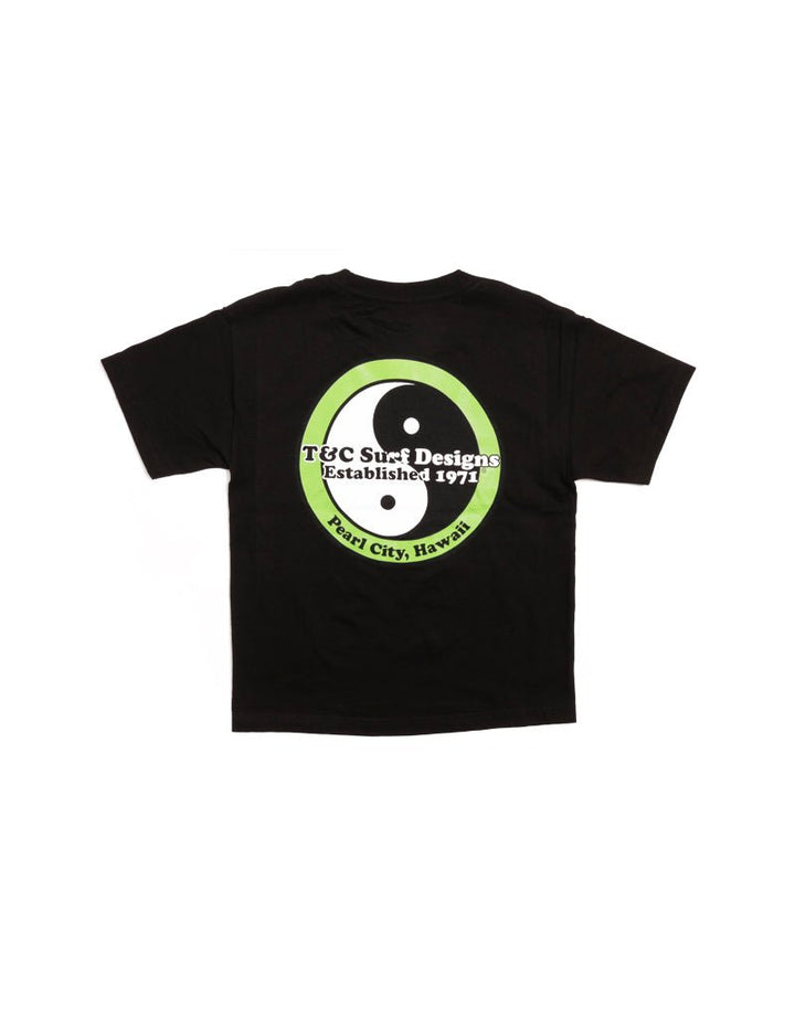 T&C Surf Designs Kids Retro Neon Logo Tee, XS / Black Green