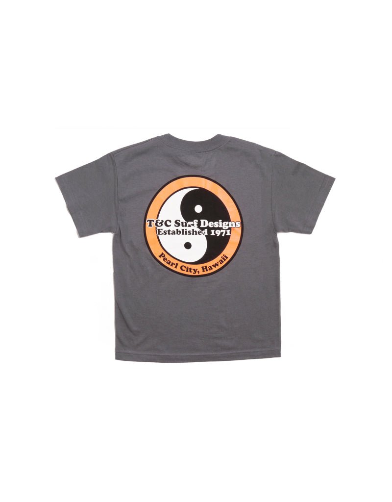 T&C Surf Designs Kids Retro Neon Logo Tee, XS / Charcoal Orange