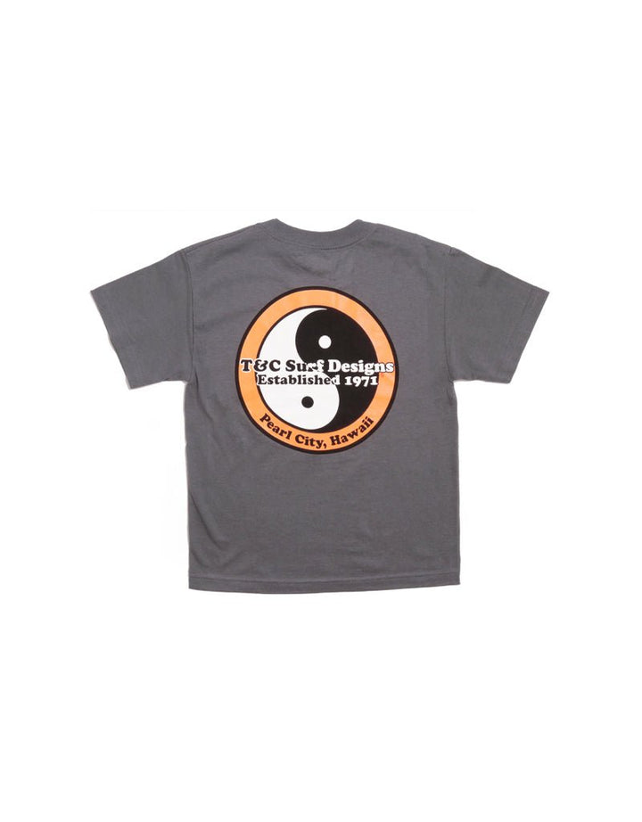 T&C Surf Designs Kids Retro Neon Logo Tee, XS / Charcoal Orange