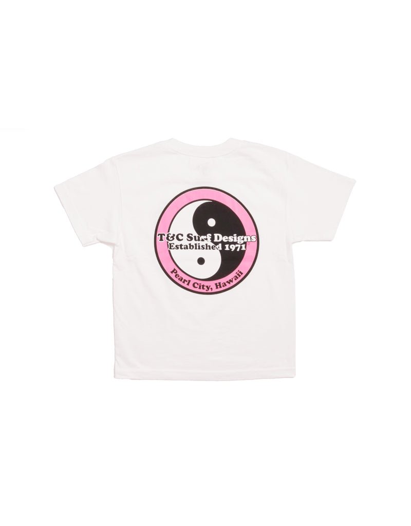 T&C Surf Designs Kids Retro Neon Logo Tee, XS / White Pink