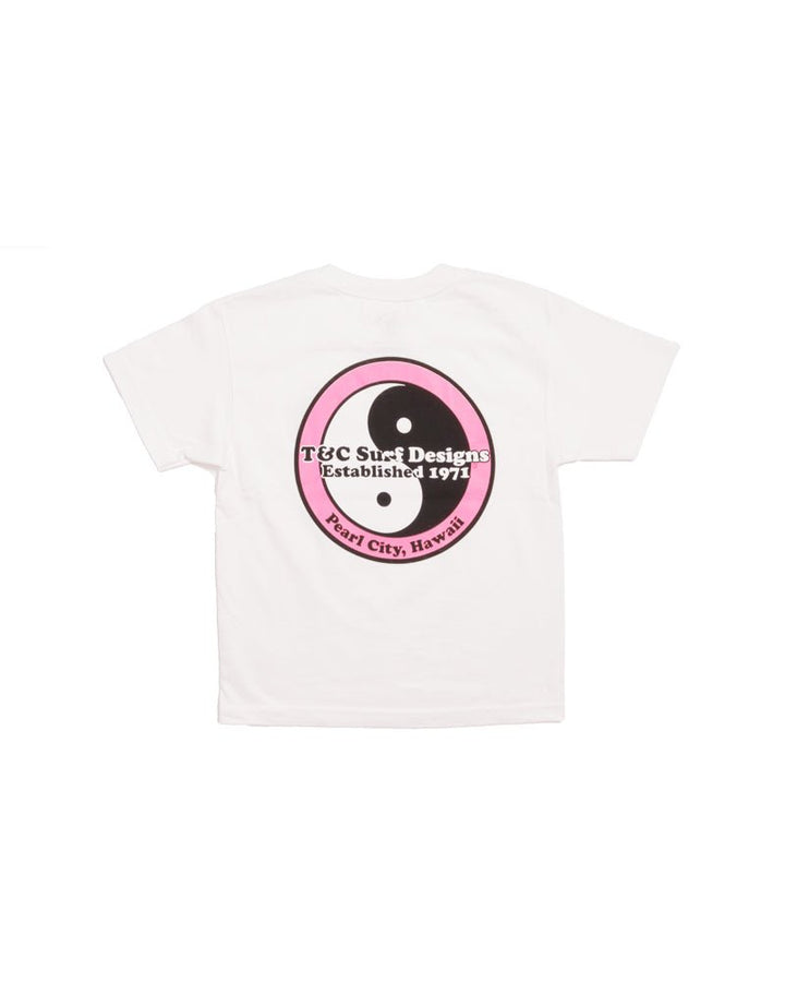 T&C Surf Designs Kids Retro Neon Logo Tee, XS / White Pink