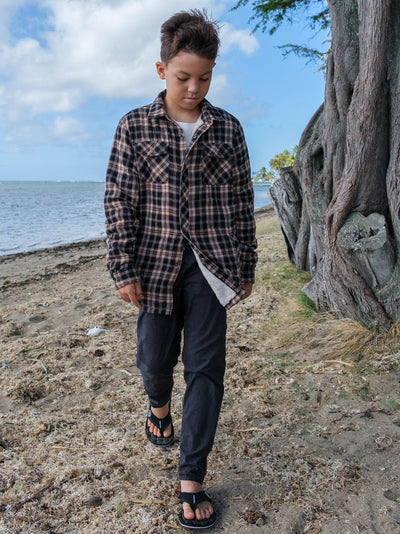 T&C Surf Designs T&C Surf Australia Kids Canyon Sherpa Flannel, Earth / XS