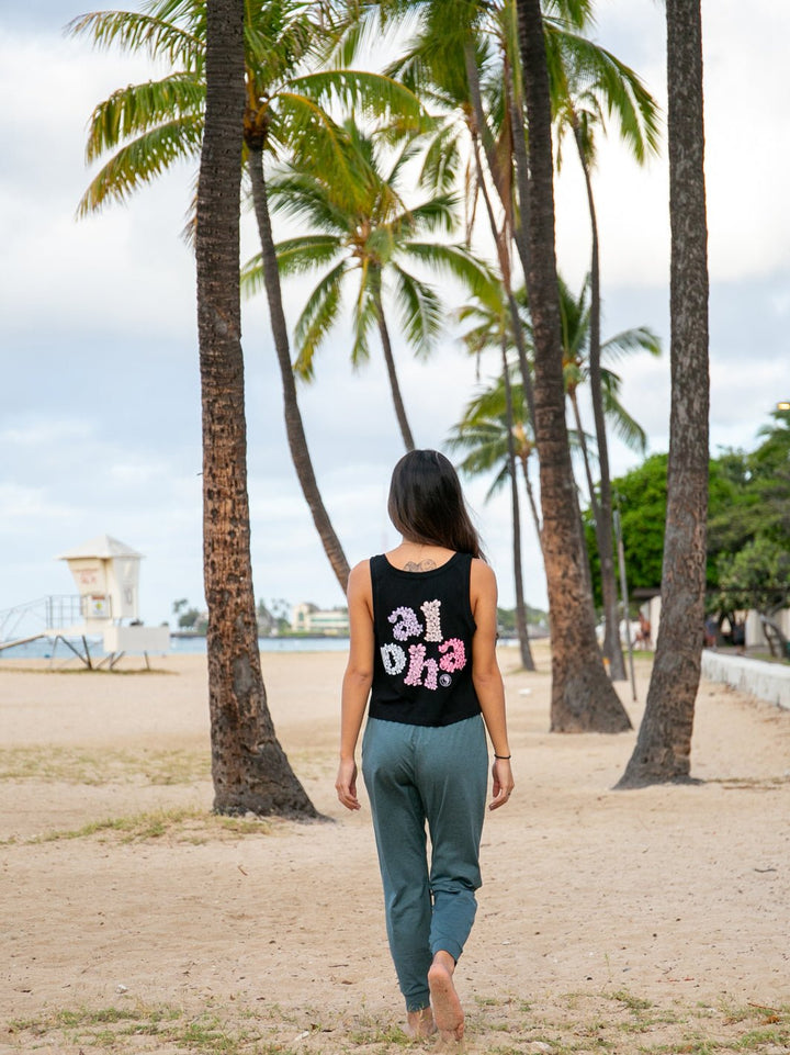 T&C Surf Designs Sakura Cluster Crop Singlet Tank,