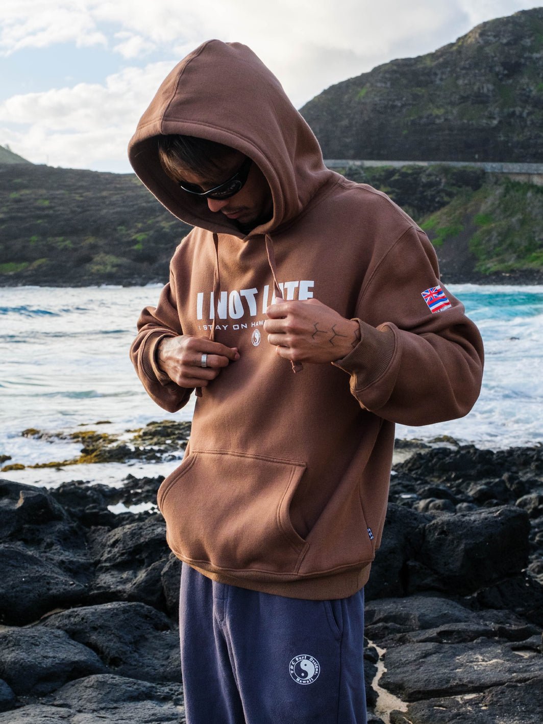 Sweat à Capuche Motif Surf Waikiki Beach - Style Hawaïen, Coupe Classique, 241 G