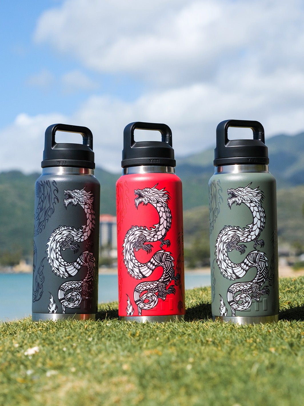 T&C Surf Designs T&C Surf 36 oz Dragon Island Rambler Yeti Bottle with Chug Cap, 