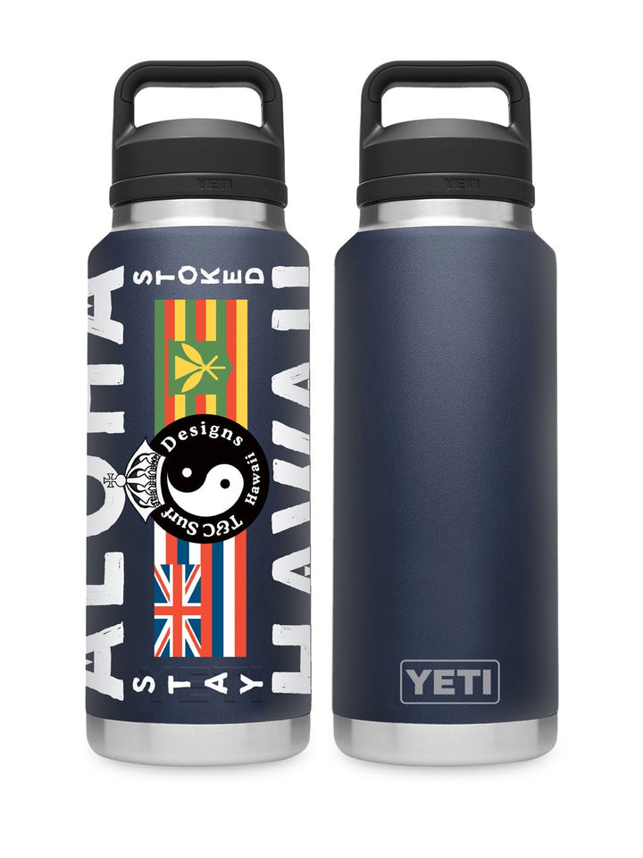 T&C Surf Designs T&C Surf 36 oz Aloha Nation Yeti Bottle with Chug Cap, Navy