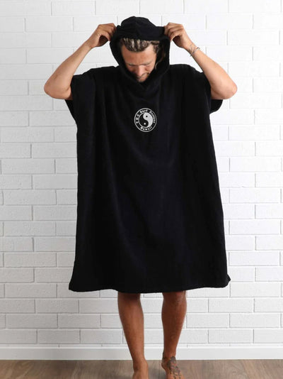 T&C Surf Designs T&C Surf Australia Yin Yang Hooded Towel Poncho, L/XL / Yin Yang Black