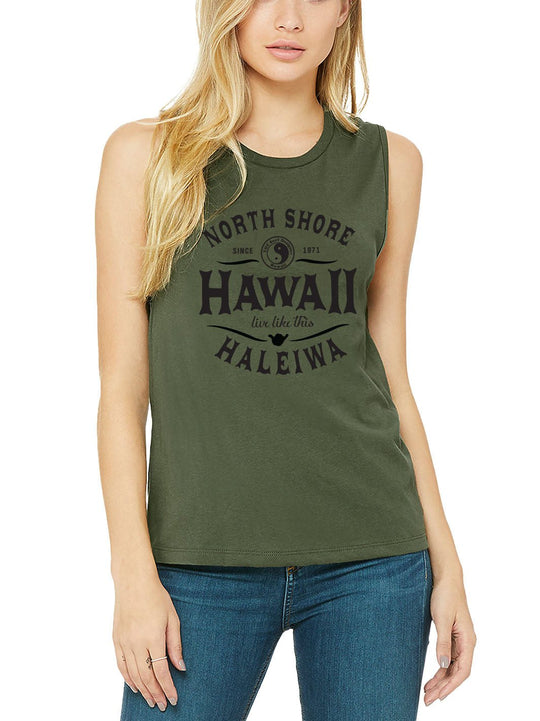 T&C Surf Designs T&C Surf North Shore Hawaii Muscle Tank, Military Green / S