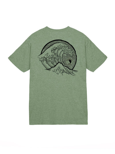 T&C Surf Designs T&C Surf Stoked Hokusai Jersey Tee, Heather Military Green / S