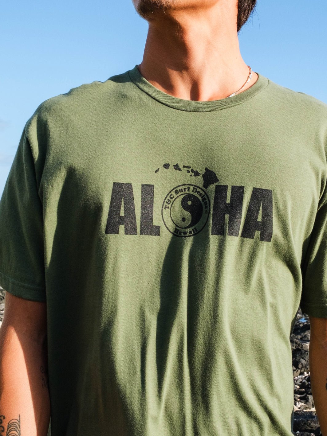 新品 ALOHA COLLECTION Tシャツ オリーブ S Aloha Jersey Tee – T&C Surf Designs