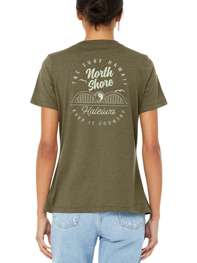 T&C Surf Designs T&C Surf North Shore Oval V Tee, Heather Olive / S